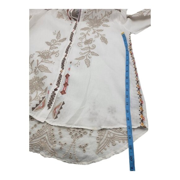 Johnny Was Top Women XS White Chai Soft Festival Boho Floral Holiday Bohemian - Picture 6 of 10